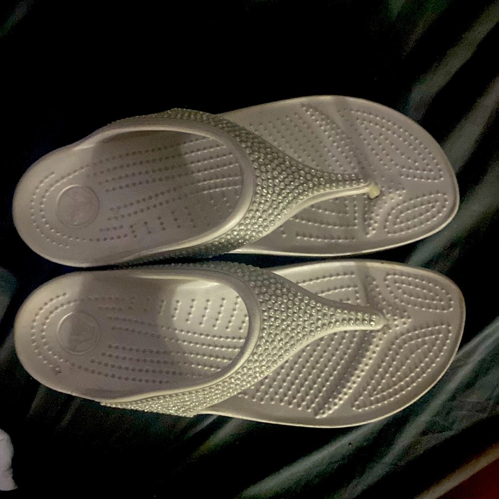 Crocs Women's Monterey Embellished Wedge Flip Flops